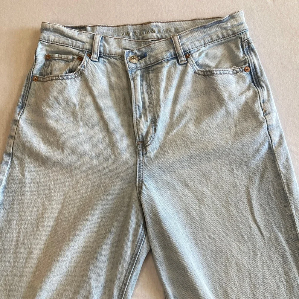 American Eagle Jeans Women 10 (29x31) Highest Rise Baggy Straight Light Wash